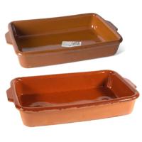 Ovenschalen set 2x stuks - aardewerk - 2,5 liter en 4 liter - Terracotta ovenschotels - serveerschal