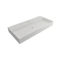 Wastafel Plieger Kansas 1 Kraangat 100x46,6 cm met Overloop Mat Wit