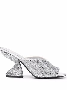 Ferragamo sandales métallisées à paillettes - Argent