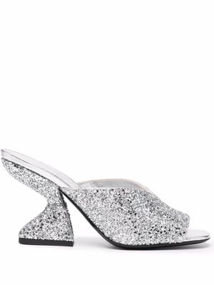 Ferragamo sandales métallisées à paillettes - Argent