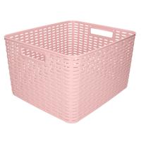 Plasticforte Opbergmand - Kastmand - rotan kunststof - oud roze - 28 Liter - 34 x 40 x 23 cm   -