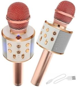 Draadloze Karaoke Microfoon Draadloos met Speaker Bluetooth Rosé Goud Rosé Goud