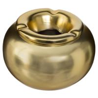 Terras asbak/stormasbak rond keramiek 13 x 8 cm goud - Asbakken