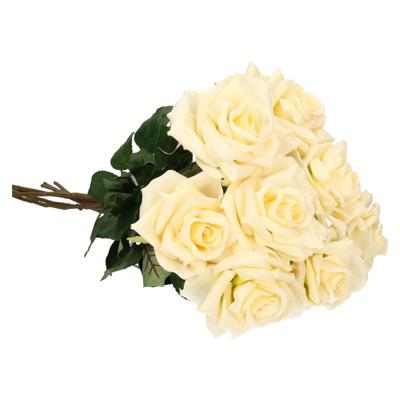 Kunstbloem Roos Emily - 8x - 66 cm - creme - polyester - kunststof - kunstbloemen Kunstbloem Roos Emily - 8x - 66 cm - creme - polyester - kunststof - kunstbloemen