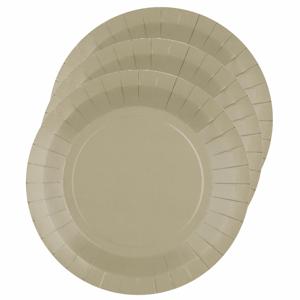 Feest gebaksbordjes - taupe - 30x - karton - 17 cm - rond - kartonnen feestbordjes