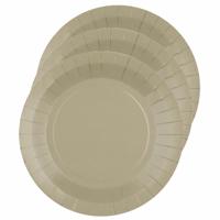 Feest gebaksbordjes - taupe - 30x - karton - 17 cm - rond - kartonnen feestbordjes