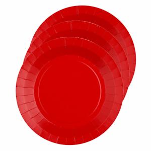 Santex Bordjes karton - 20x - rond - rood - 22 cm - feestbordjes