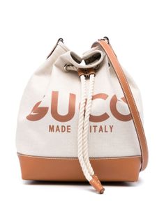 Gucci mini logo-print bucket bag - Tons neutres