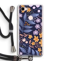 Flowers with blue leaves: Pixel 3 Transparant Hoesje met koord