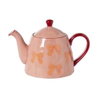 Theepot strikjes - roze/rood - 1 liter Theepot strikjes - roze/rood - 1 liter