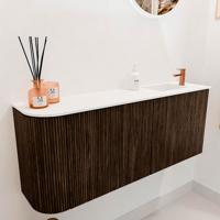 Toiletmeubel Mondiaz Joya | 101.6 cm | Meubelkleur Walnut | Faye wastafel Talc Rechts | 1 kraangat