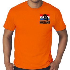 Grote maten oranje fan shirt / kleding Holland met leeuw en vlag op borst EK/ WK voor heren 4XL  -