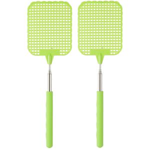 Vliegenmepper compact - 2x - Uitschuifbaar tot 60 cm - groen - Insecten killer