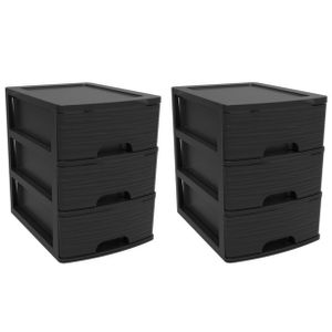 3x stuks ladenkast/bureau organizers zwart A5 3x lades stapelbaar L27 x B36 x H35 cm