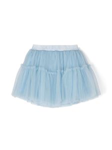 Monnalisa jupe en tulle à taille logo - Bleu