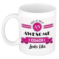 Cadeau koffiemok voor een geweldige coach - roze - keramiek - 300 ml