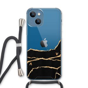 Gouden marmer: iPhone 13 Transparant Hoesje met koord