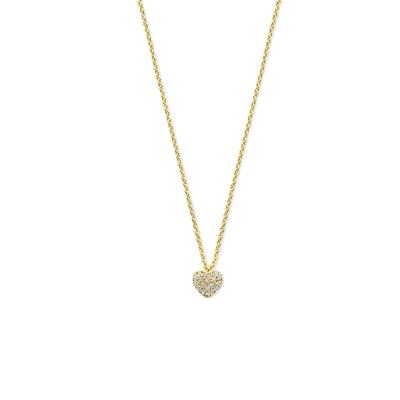 14k Geelgouden Collier met Diamant Hart 0.09ct - 40+4 cm