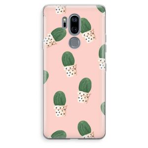 Cactusprint roze: LG G7 Thinq Transparant Hoesje