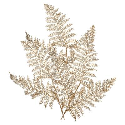 Kunstplant tak varen - 3x - goud - 80 x 30 cm - kunststof - metallic glans - decoratie Kunstplant tak varen - 3x - goud - 80 x 30 cm - kunststof - metallic glans - decoratie