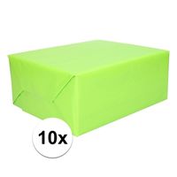 10x Cadeaupapier lime groen 200 cm   -