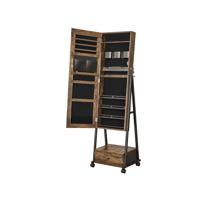 Oprolbare sieradenorganizer met passpiegel, Vintagebruin + zwart