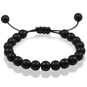 Verstelbare kralen armband Memphis Zwart Matte Agaat 8mm