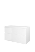 Proline polystone Elegant wastafelonderkast met 2 asymmetrische lades en polystone wastafel met 2 kraangaten 100 x 62,5 x 46 cm, glanzend wit / mat - thumbnail