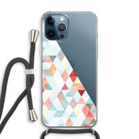 Gekleurde driehoekjes pastel: iPhone 12 Pro Transparant Hoesje met koord