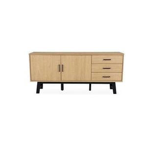 Tenzo dressoir Lex 2 deuren en 3 lades - eikenkleur/zwart - 80x180x42 cm - Leen Bakker