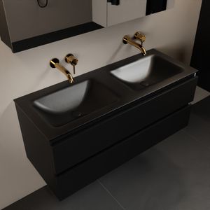 MONDIAZ AIVY 120cm badmeubel Urban, wastafel Urban solid surface dubbel zonder kraangat met spiegelkast (AI-351651URBAN-NO - AI-M120URDU - AI-C120URMI)