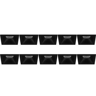 Spot Armatuur 10 Pack - Pragmi Pollon Pro - GU10 Inbouwspot - Vierkant - Zwart - Aluminium - Verdiept - 82mm