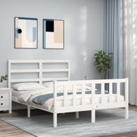 Bedframe zonder matras massief grenenhout wit 140x190 cm