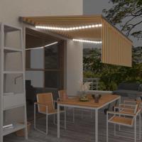 Luifel automatisch rolgordijn LED windsensor 4x3 m geel en wit