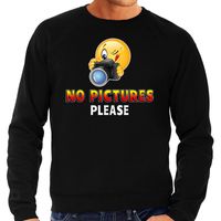 Funny emoticon sweater No pictures please zwart heren - thumbnail