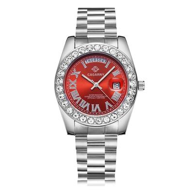 CAGARNY 6866 Fashion Life waterdichte zilveren stalen band quartz horloge (rood)