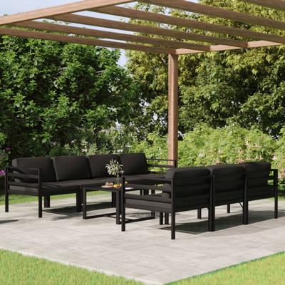 8-delige Loungeset met kussens aluminium antracietkleurig