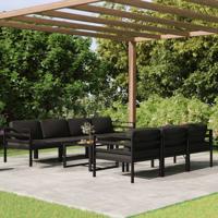 8-delige Loungeset met kussens aluminium antracietkleurig