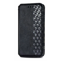 iPhone 15 hoesje - Bookcase - Pasjeshouder - Portemonnee - Diamantpatroon - Kunstleer - Zwart - thumbnail