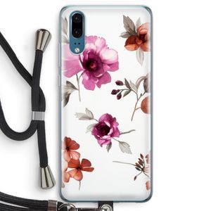 Geschilderde bloemen: Huawei P20 Transparant Hoesje met koord
