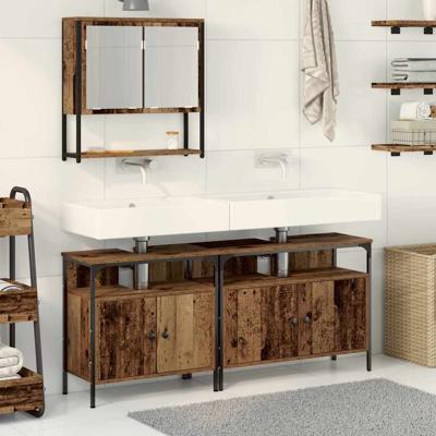 Badkamermeubelset 3 pcs Bruin 80 x 30 x 60 cm Bewerkt hout