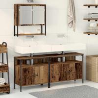 Badkamermeubelset 3 pcs Bruin 80 x 30 x 60 cm Bewerkt hout