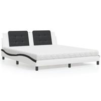 Bed met matras kunstleer wit en zwart 180x200 cm