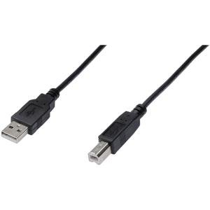 Digitus USB-kabel USB 2.0 USB-A stekker, USB-B stekker 5.00 m Zwart Rond, Afgeschermd (dubbel) AK-300105-050-S