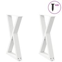 Eettafelpoten 2 st 60x(72-73,3) cm staal wit