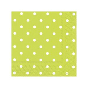 20x Polka Dot 3-laags servetten lime groen met witte stippen 33 x 33 cm - Feestservetten