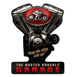 The Busted Knuckle Garage V-Twin Zwaar Metalen Bord