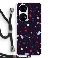 Dark Rounded Terrazzo: Huawei P50 Transparant Hoesje met koord