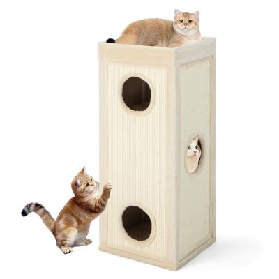 Vierlaagse Kattenhuis 99 cm Hoog Kattenappartement Modern Tonvormig Kattenmeubilair