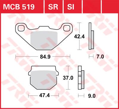 TRW Remblokken, en remschoenen voor de moto, MCB519SR Sinter road